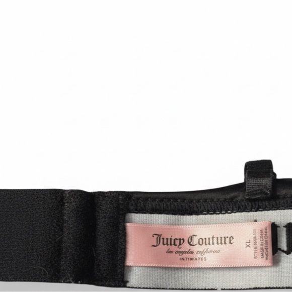 Juicy Couture Bralette Black Satin Adjustable Straps Signature Band Women’s XL - Picture 4 of 6